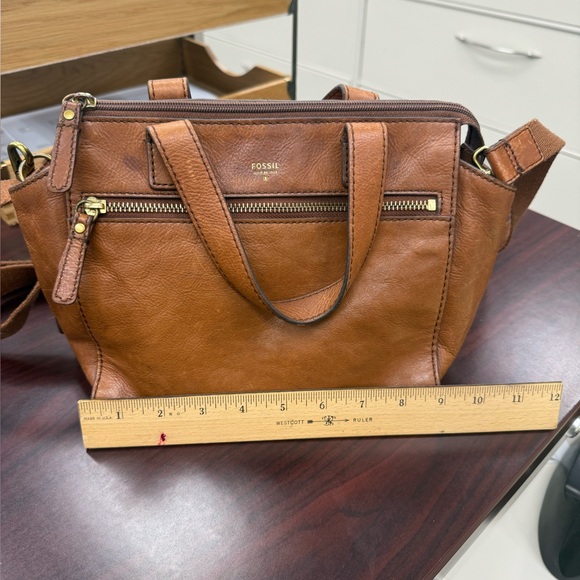 Fossil Tessa Chestnut Brown Pebble Leather Boho Crossbody Bag Purse Satchel EUC - Picture 13 of 16